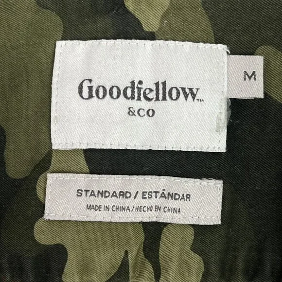 Goodfellow & Co Mens Camouflage Green Shirt Long Sleeve Button Front Medium - Picture 5 of 6